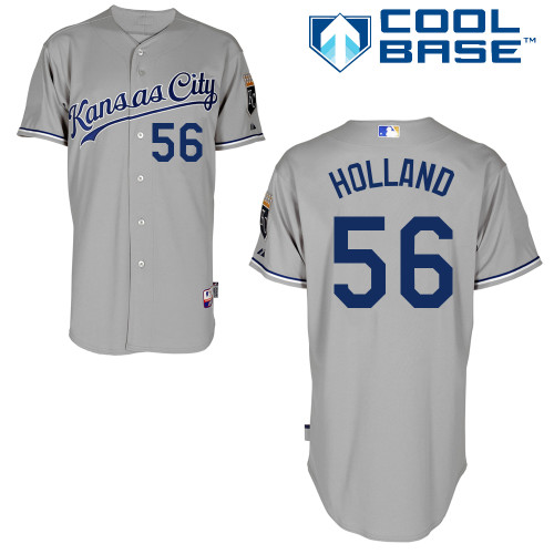 Greg Holland #56 Youth Baseball Jersey-Kansas City Royals Authentic Road Gray Cool Base MLB Jersey